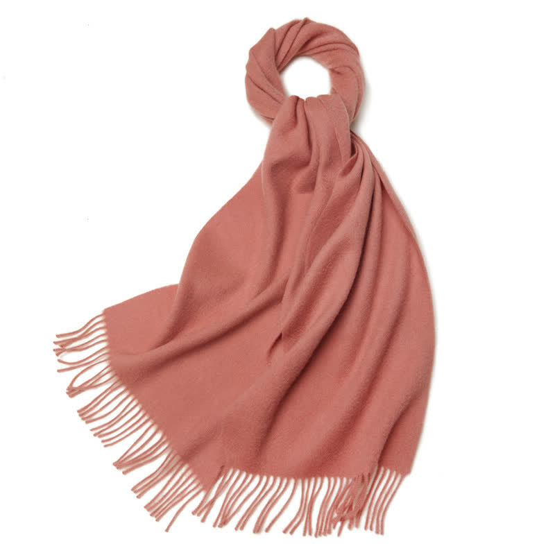 Unisex Simple Solid Color Pure Wool Fringed Scarf