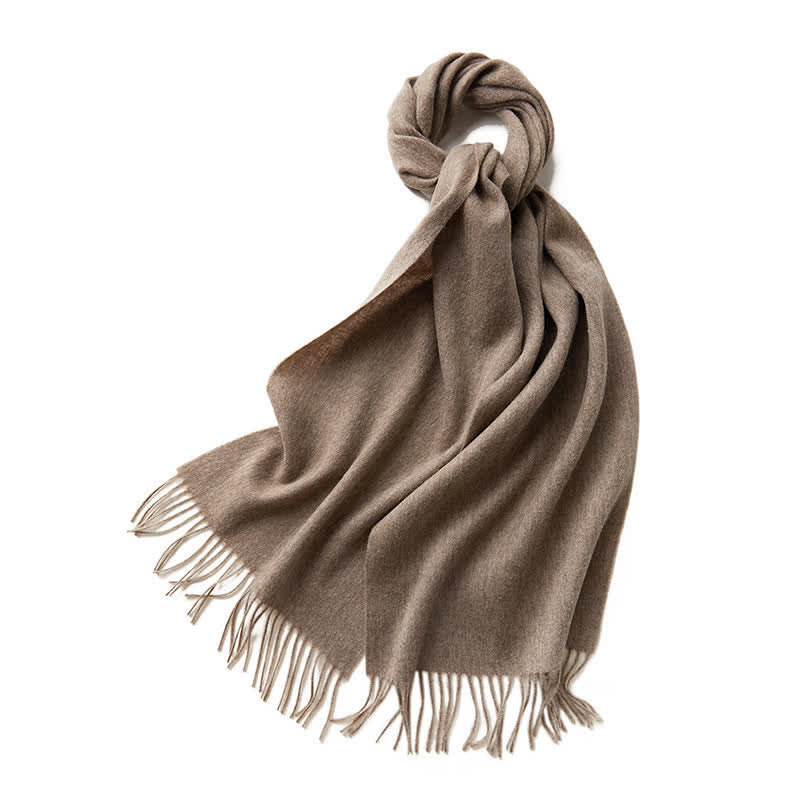 Unisex Simple Solid Color Pure Wool Fringed Scarf