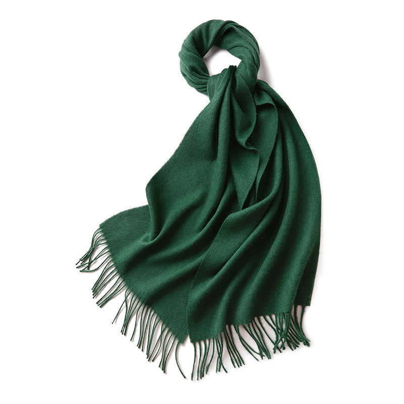 Unisex Simple Solid Color Pure Wool Fringed Scarf