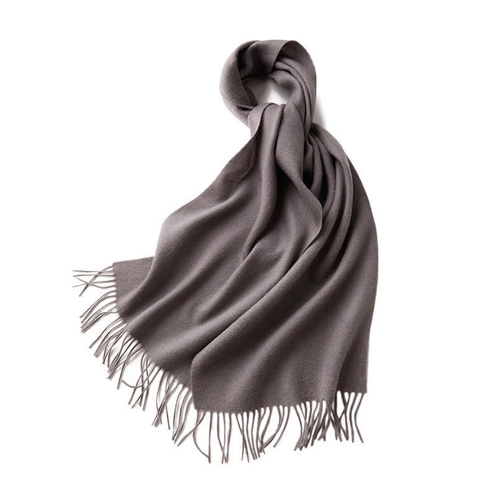 Unisex Simple Solid Color Pure Wool Fringed Scarf