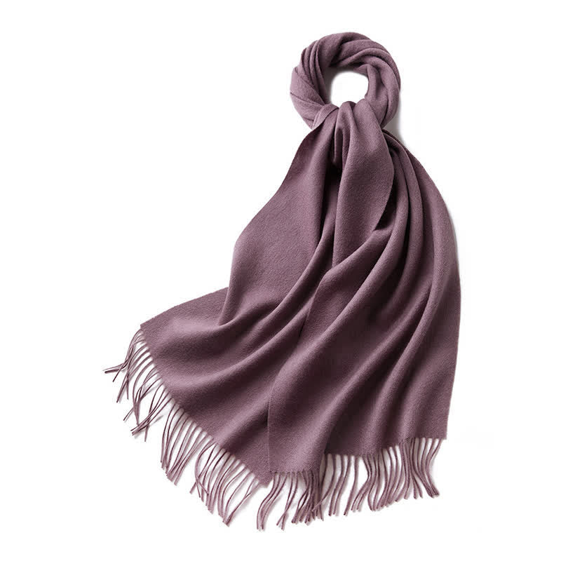 Unisex Simple Solid Color Pure Wool Fringed Scarf