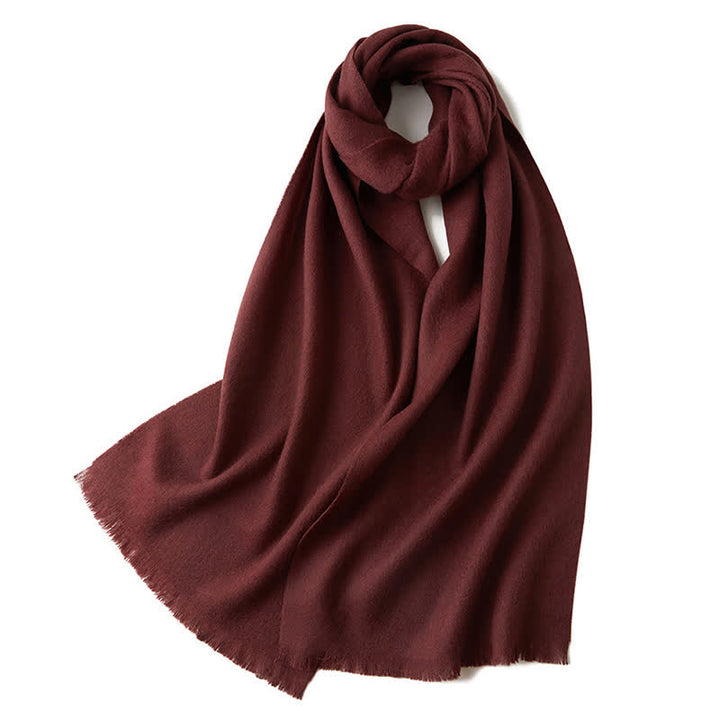 Unisex Warm Shawl Simple Solid Color Pure Wool Scarf