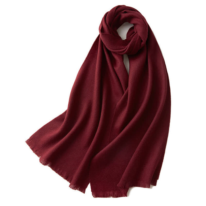 Unisex Warm Shawl Simple Solid Color Pure Wool Scarf