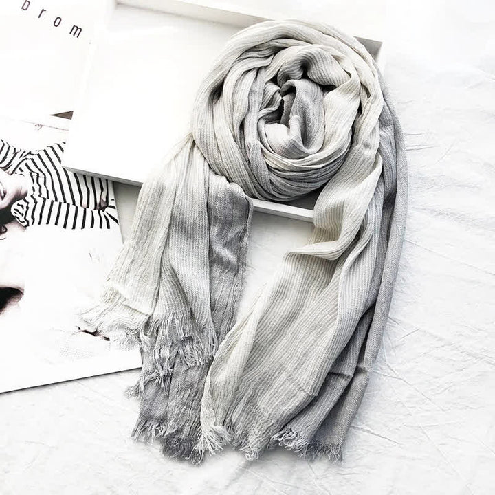 Unisex Striped Cotton Linen Spring Autumn Draped Scarf