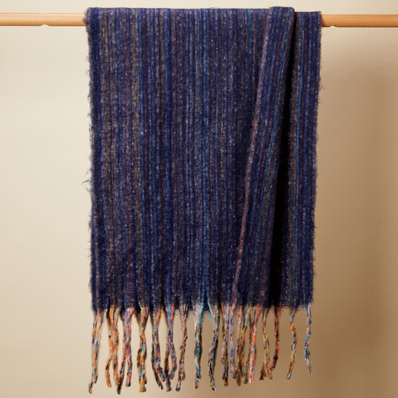 Unisex Bohemian Striped Multicoloured Fringe Scarf