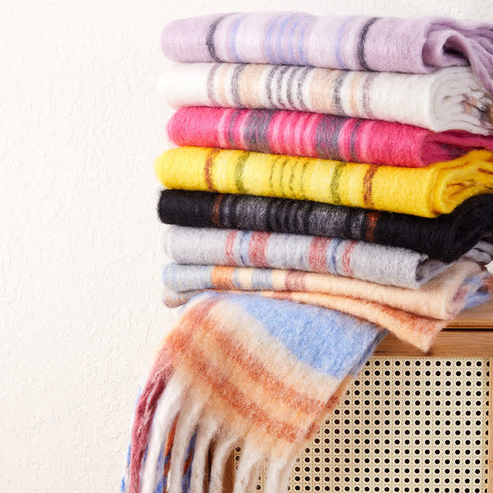 Unisex Classic Tassel Plaid Warm Scarf - image 1