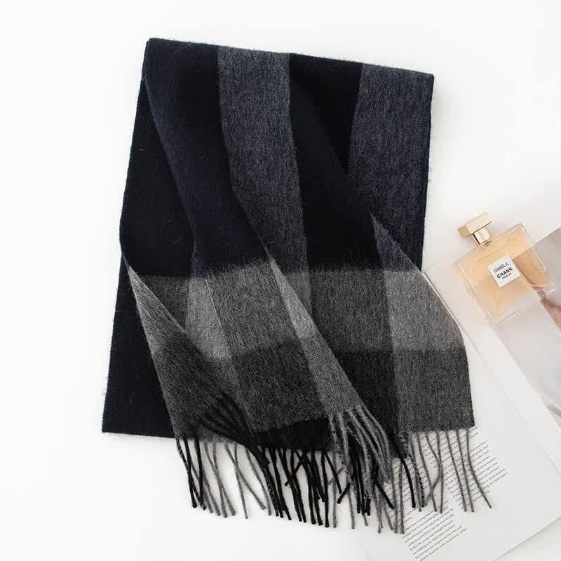 Unisex Color Blocking Plaid Cashmere Scarf