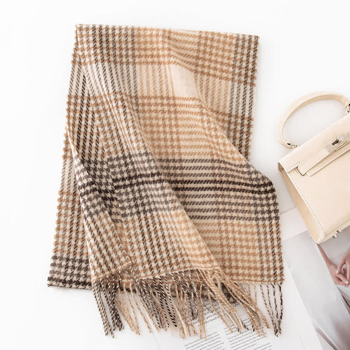 Unisex Color Blocking Plaid Cashmere Scarf