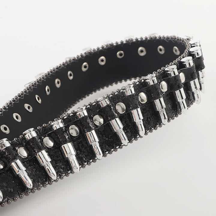 Cartoon Skull Buckle Bullet-Shaped Rivets Leather Belt