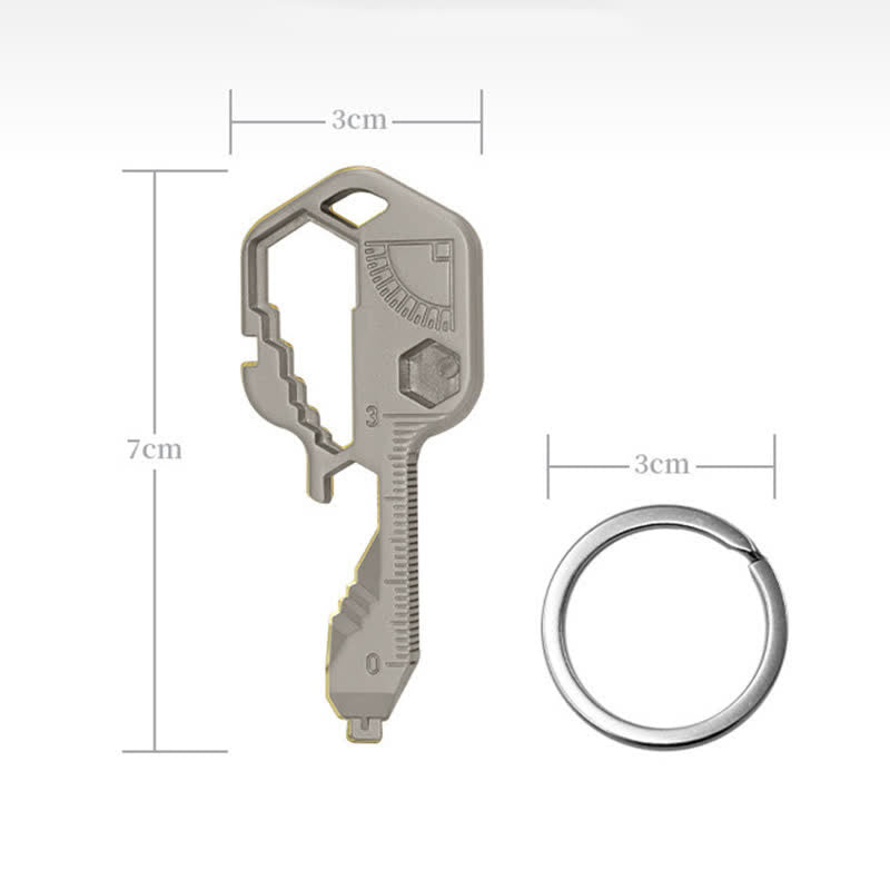 Mini Utility 11 In 1 Key-Shaped Common Tools Keychain - Silver - image 1