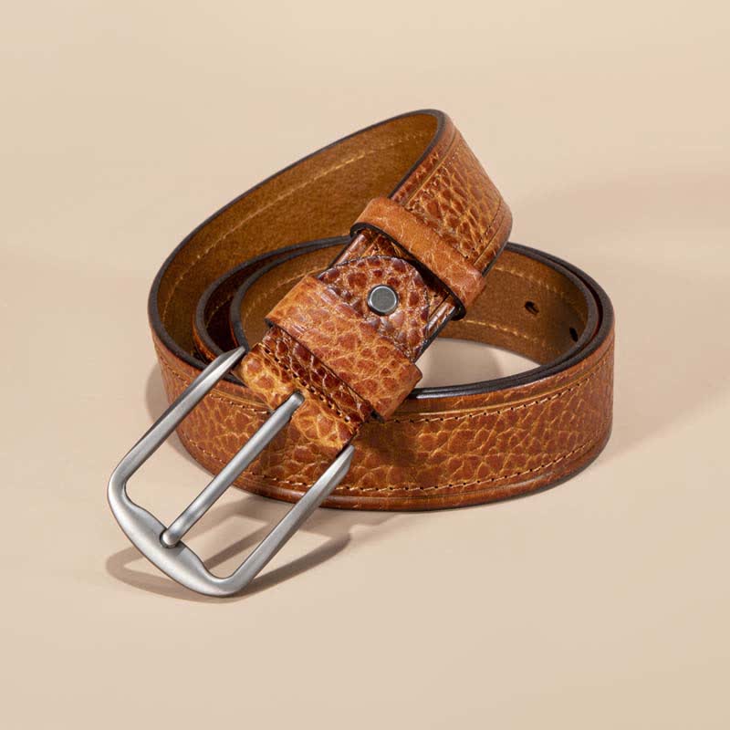 Stitching Snake Skin Pattern Casual Cowhide Leather Belt