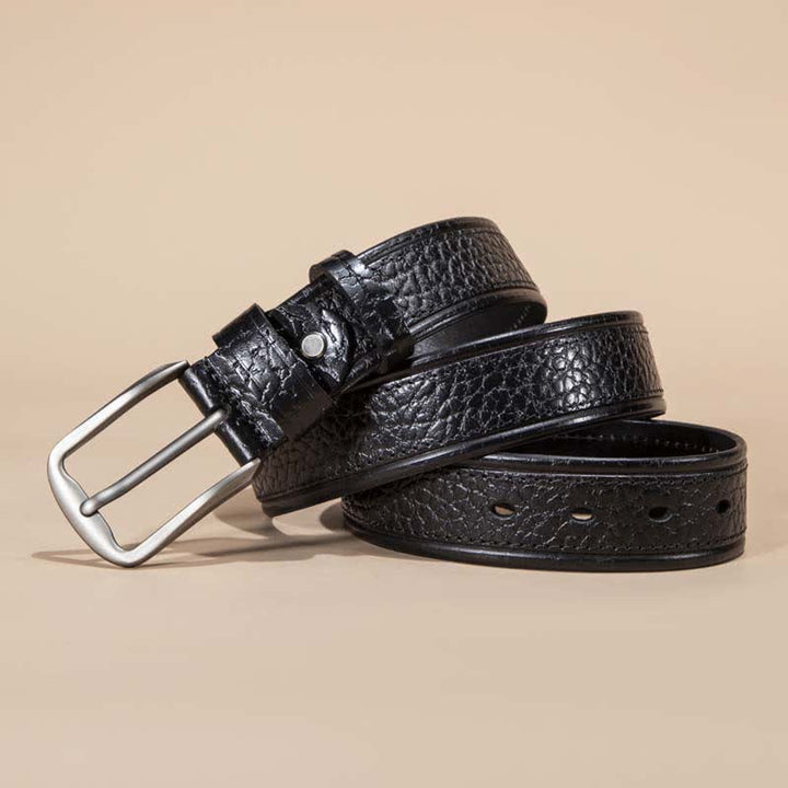 Stitching Snake Skin Pattern Casual Cowhide Leather Belt