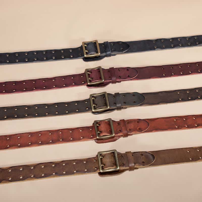 Timeless Square Buckle Double Prong Cowhide Leather Belt - image 1
