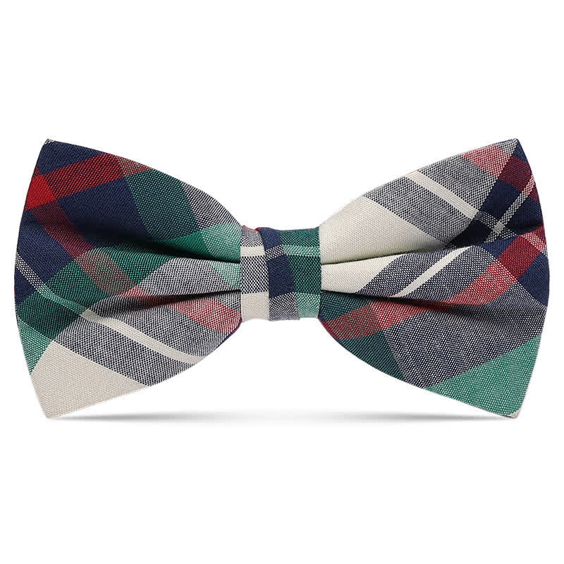 Men's Checked Cotton Multicolor Pattern Bow Tie