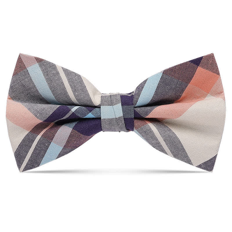 Men's Checked Cotton Multicolor Pattern Bow Tie