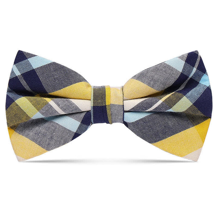 Men's Checked Cotton Multicolor Pattern Bow Tie