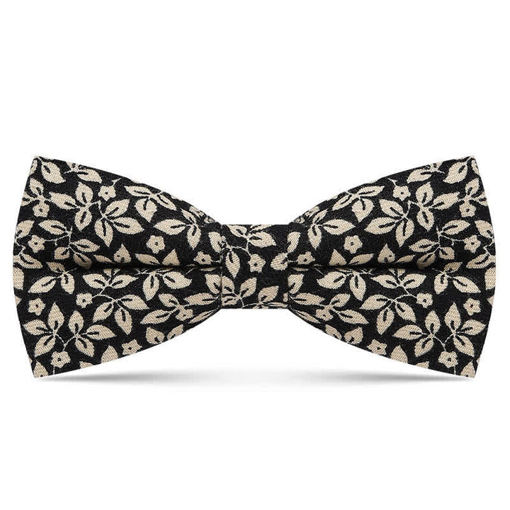 Men's Subtle White Leaves Plant Cotton Bow Tie