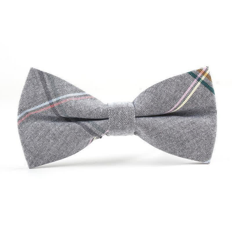 Men's Trendy Plaid Pattern Bow Tie Handkerchief Necktie