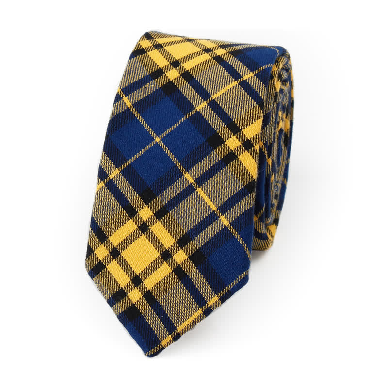 Men's Trendy Plaid Pattern Bow Tie Handkerchief Necktie