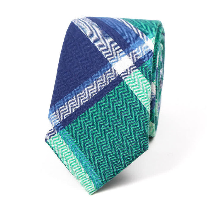 Men's Trendy Plaid Pattern Bow Tie Handkerchief Necktie