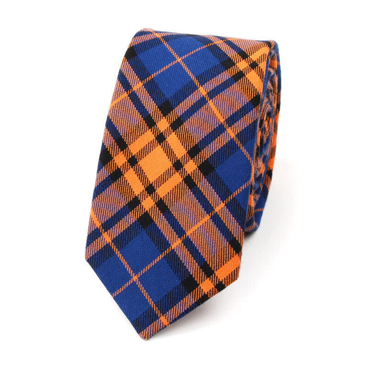 Men's Trendy Plaid Pattern Bow Tie Handkerchief Necktie