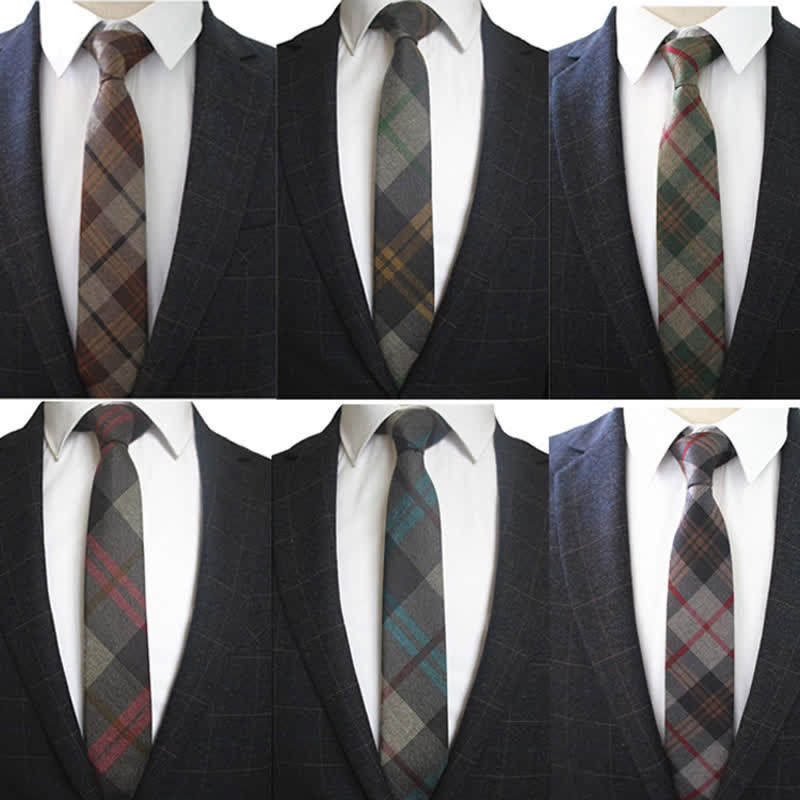 Men's Imitation Wool Retro Plaid Pattern Necktie