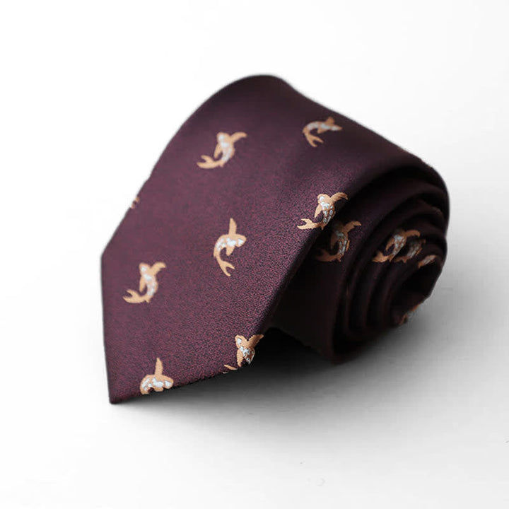 Men's Burgundy Animal Motifs Formal Necktie