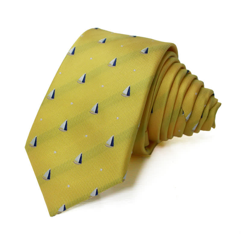 Men's Cute Cartoon Nautical Sailboat Motifs Necktie