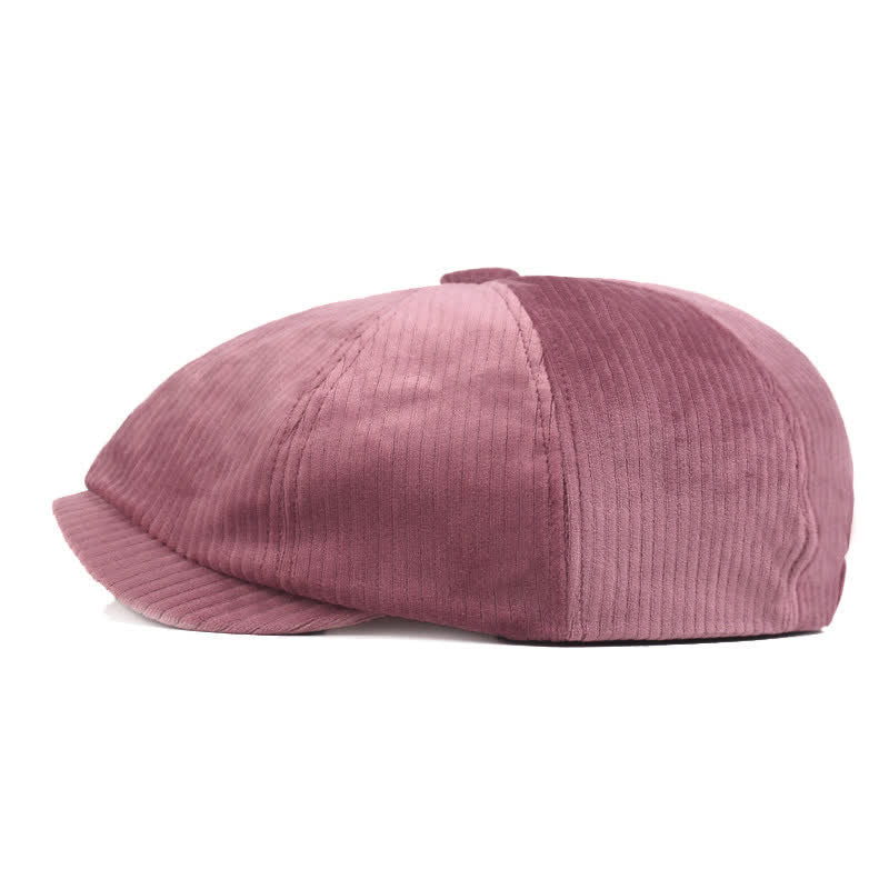 Corduroy Stripe Short Visor Beret Hat