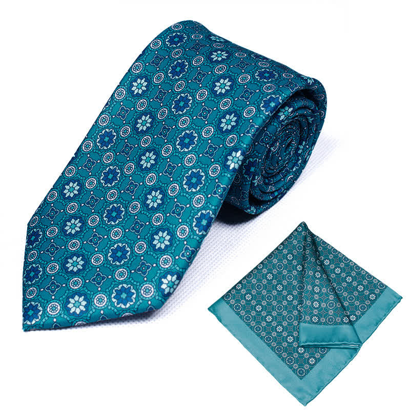 2Pcs Men's Geometrical Paisley Handkerchief Necktie Set - Style #19 - image 20