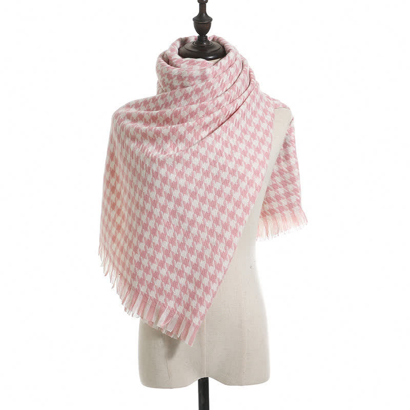 Unisex Classic Houndstooth Imitation Cashmere Scarf