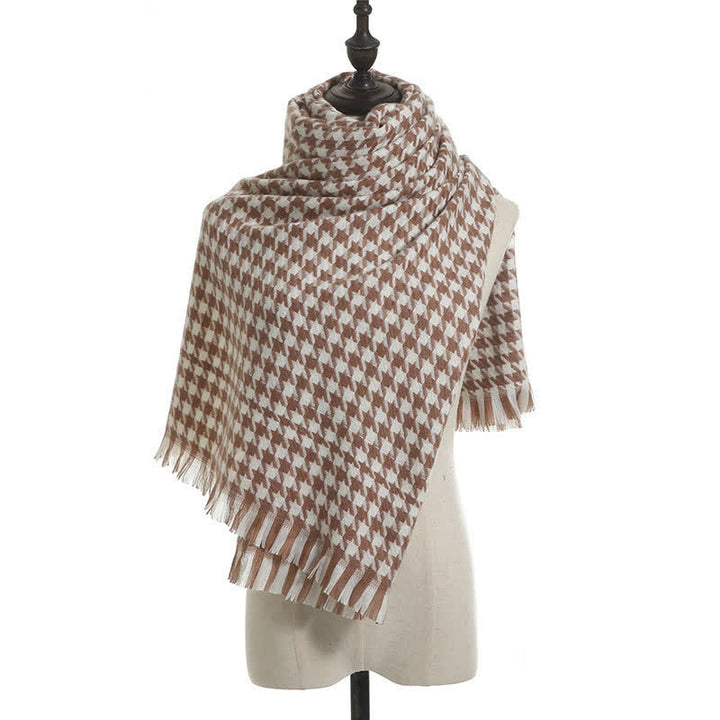 Unisex Classic Houndstooth Imitation Cashmere Scarf