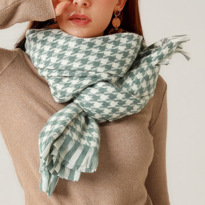 Unisex Classic Houndstooth Imitation Cashmere Scarf