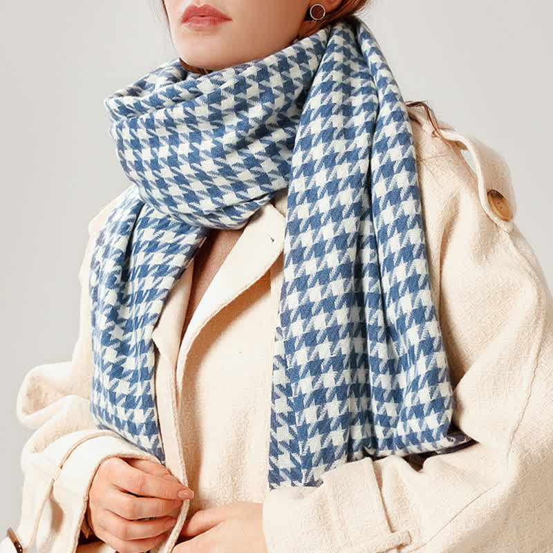 Unisex Classic Houndstooth Imitation Cashmere Scarf