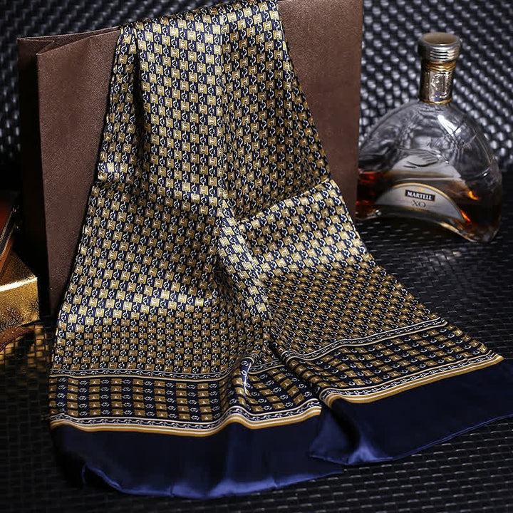 Men's Luxury Crepe Satin Long Pure Silk Scarf