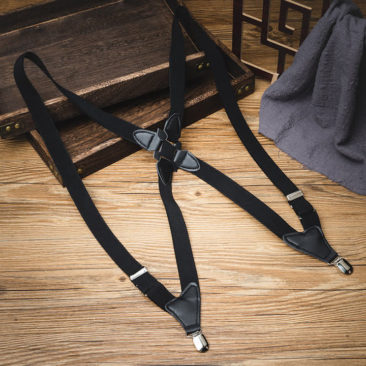 Black X-Back Holster Type Elastic Suspenders