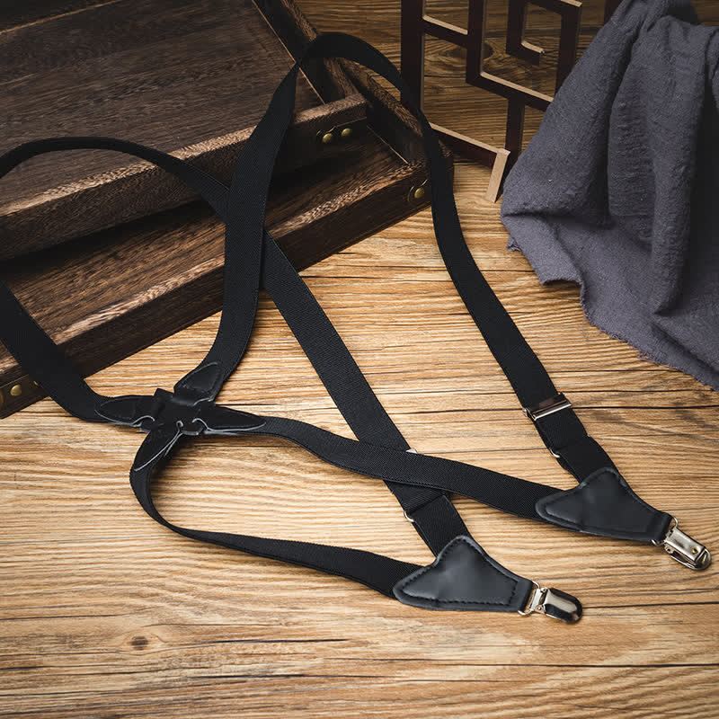 Black X-Back Holster Type Elastic Suspenders