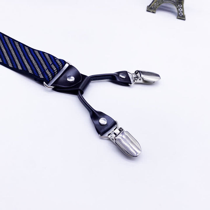 Classic Striped Plaid Paisley 6-Clips Adjustable Suspenders