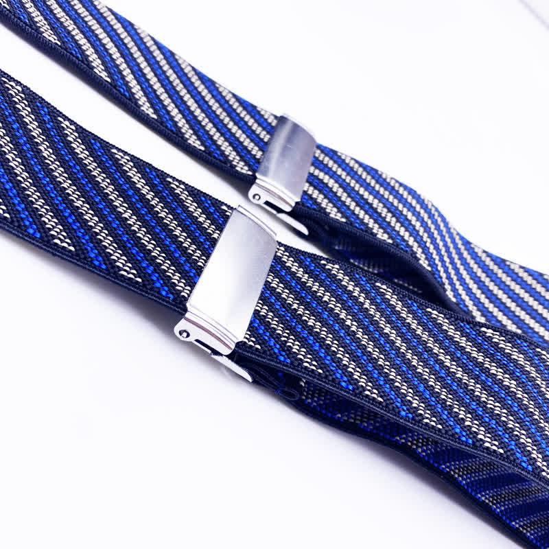 Classic Striped Plaid Paisley 6-Clips Adjustable Suspenders