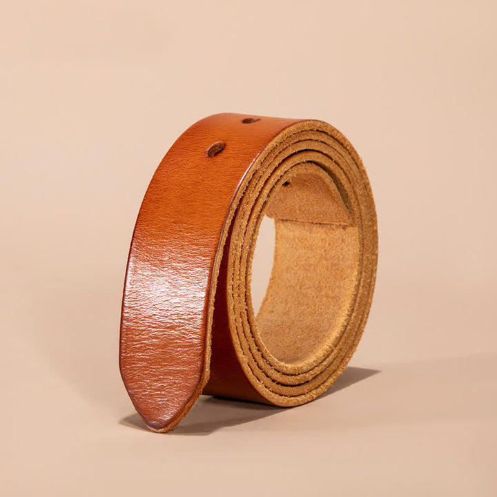 Genuine Leather Belt Strap Without Belt Buckle - Orange - 46 - image 0