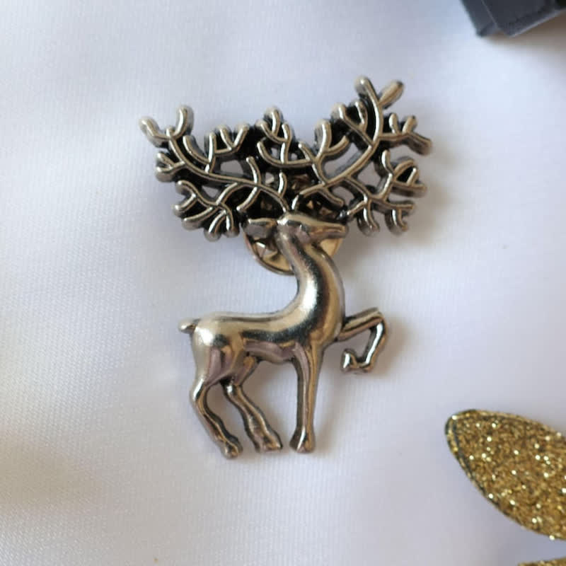 Men's Christmas Elk Silver Deer Suit Accessory Brooch