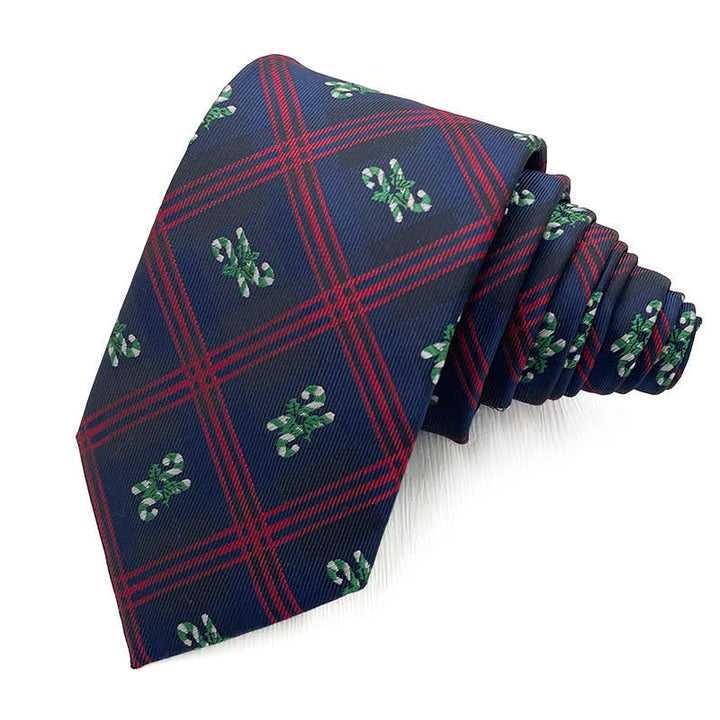 Men's Christmas Snowflake Striped Plaid Necktie