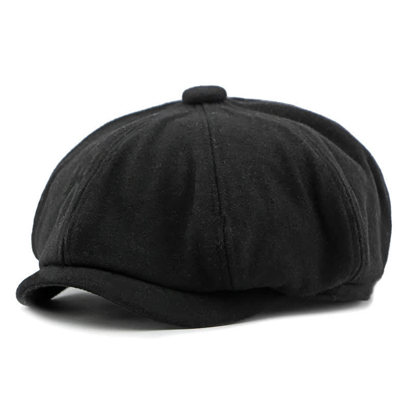 Color Matching Fashion Stitching Newsboy Beret Hat - Black - Adjustable (21 5/8"-23 1/4") - image 9