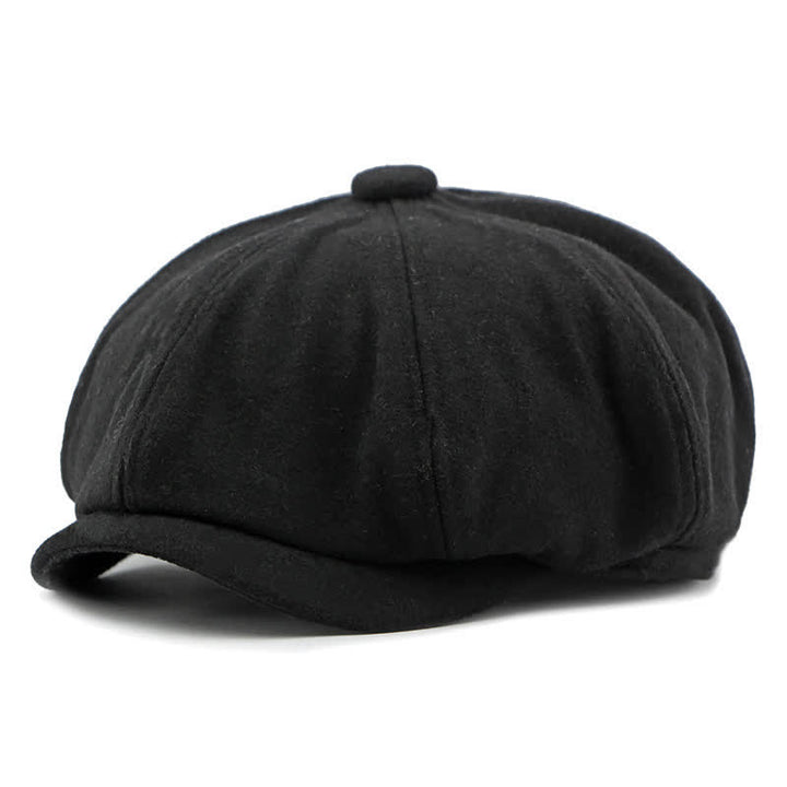 Color Matching Fashion Stitching Newsboy Beret Hat - Black - Adjustable (21 5/8"-23 1/4") - image 9