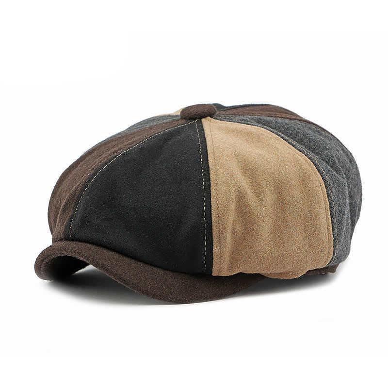 Color Matching Fashion Stitching Newsboy Beret Hat - Colored - Adjustable (21 5/8"-23 1/4") - image 0