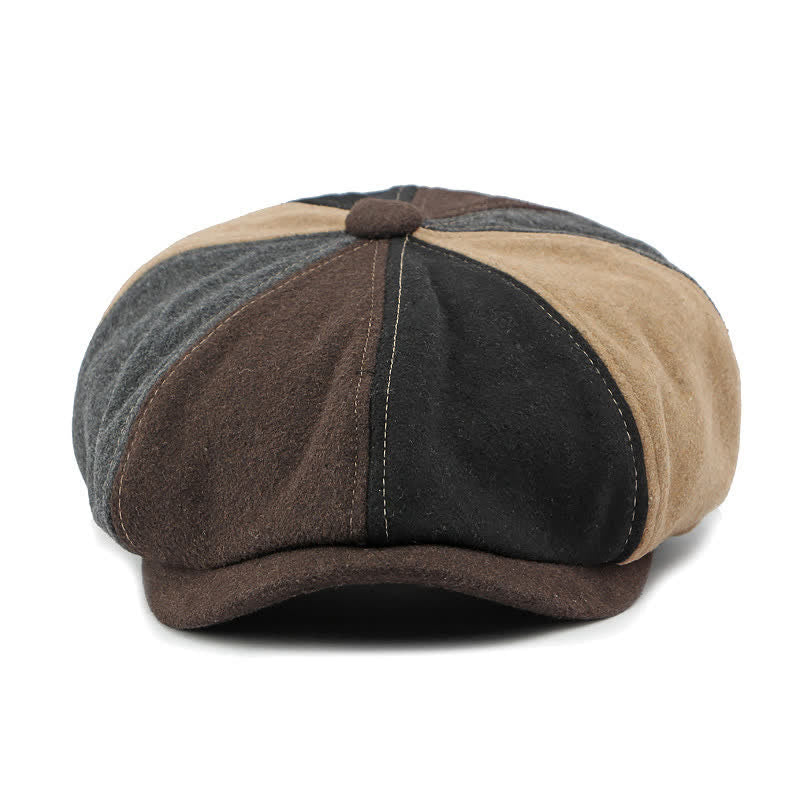 Color Matching Fashion Stitching Newsboy Beret Hat - image 1