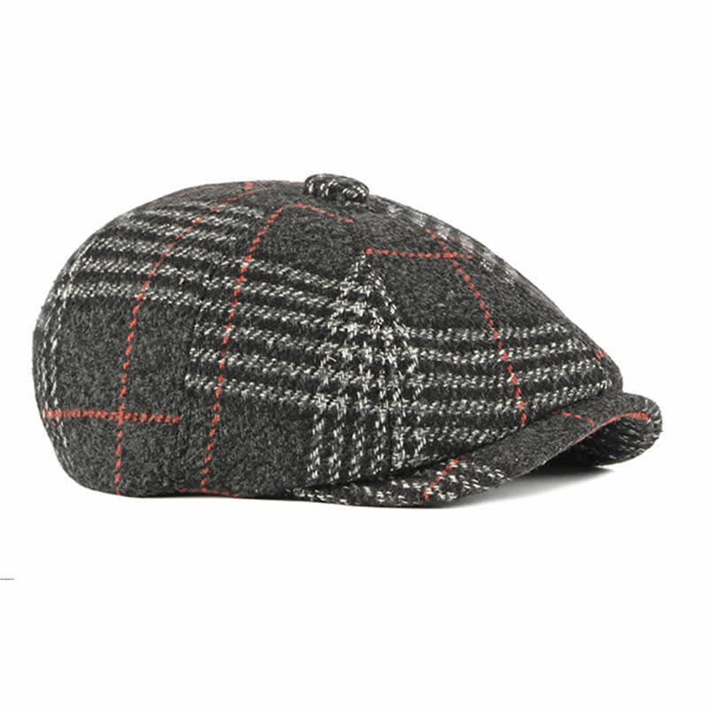 Casual Classic Plaid Octagon Cap Beret Hat