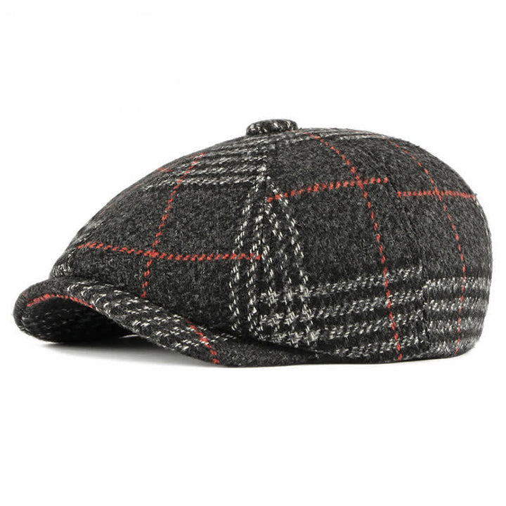 Casual Classic Plaid Octagon Cap Beret Hat