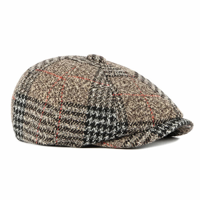 Casual Classic Plaid Octagon Cap Beret Hat