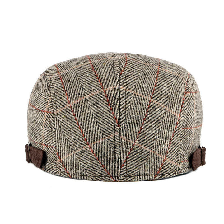 Vintage Herringbone Gatsby Flat Cotton Beret Hat